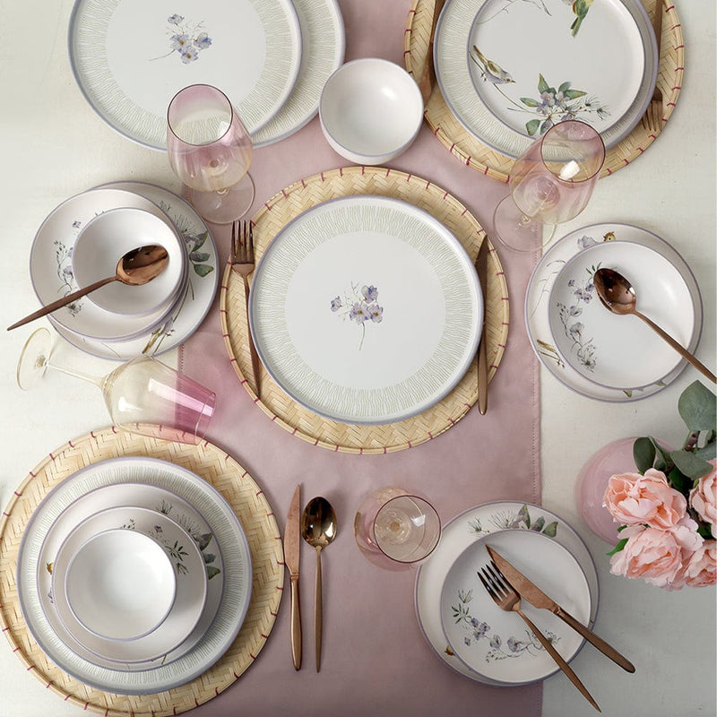 Purple Bloom Nordic Yemek Takımı 24 Parça 6 Kişilik Bonvagon