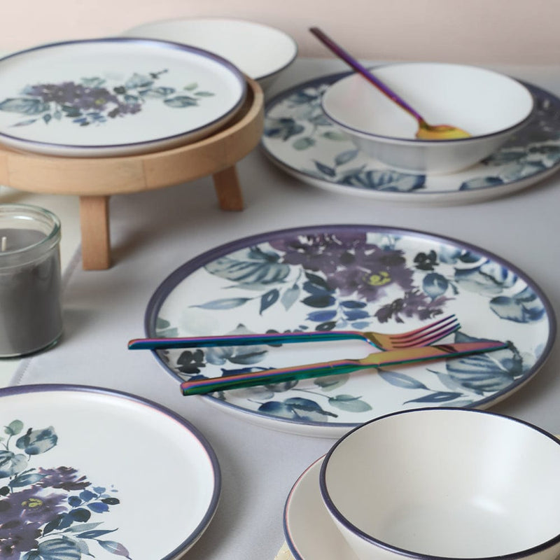 Purple Flower Yemek Takımı 24 Parça 6 Kişilik