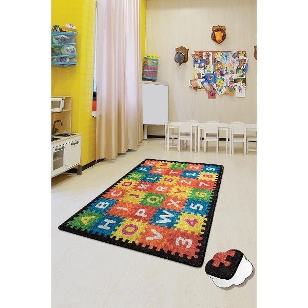 Puzzle Yıkanabilir Antibakteriyel Çocuk Halısı, Kaymaz Taban, Yıkanabilir Bonvagon