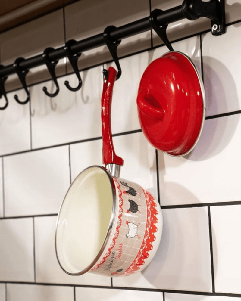 Rafadan Yumurta Ve Sos Tavası Desenli Emaye Bonvagon