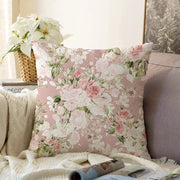 Rengarenk Zemin Üzerinde Beyaz Çiçek Desenli Raşel Kadife Yastık Kırlent Kılıfı Bonvagon