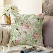 Rengarenk Zemin Üzerinde Beyaz Çiçek Desenli Raşel Kadife Yastık Kırlent Kılıfı Bonvagon