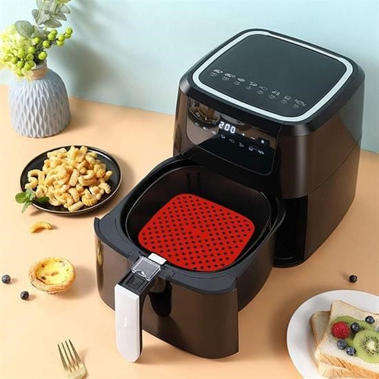 Renkli Isıya Dayanıklı Yıkanılabilir Silikon Fırın Ve Airfryer Kare Pişirme Matı 21,5 Cm Bonvagon