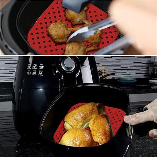 Renkli Isıya Dayanıklı Yıkanılabilir Silikon Fırın Ve Airfryer Kare Pişirme Matı 21,5 Cm Bonvagon