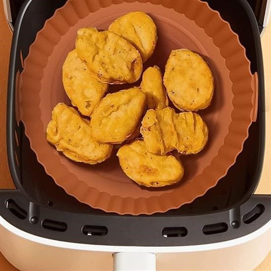 Renkli Isıya Dayanıklı Yıkanılabilir Silikon Fırın Ve Airfryer Yuvarlak Pişirme Matı 20 Cm Bonvagon