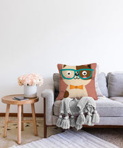 Renkli Kedi Dijital Baskılı Modern Raşel Kadife Kırlent Kılıfı Bonvagon