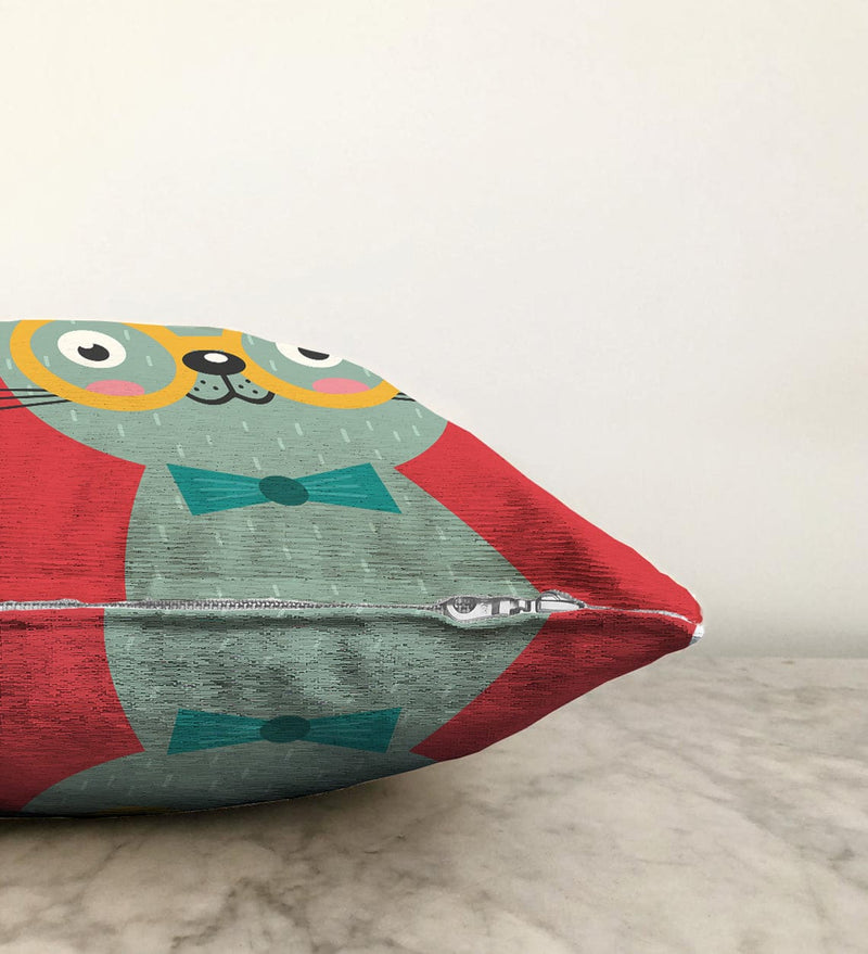 Renkli Kedi Dijital Baskılı Modern Raşel Kadife Kırlent Kılıfı Bonvagon