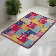 Renkli Kediler Dijital Baskılı 40x60cm Banyo Paspas ve Halısı, Kaymaz Taban, Yıkanabilir Bonvagon