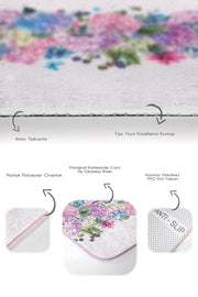 Renkli Ortanca Çiçekleri Özel Tasarım 2li Banyo Halısı Takımı Kaymaz Taban Yıkanabilir Bonvagon