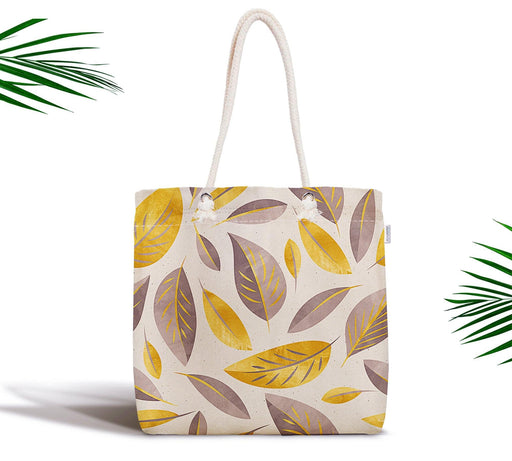 Renkli Sonbahar Yaprakları Özel Tasarımlı Modern Fermuarlı Kumaş Çanta Bonvagon
