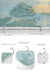 Renkli Zemin Gold Mermer Detaylı Çam Tasarımlı 2li Banyo Halısı Takımı Kaymaz Taban Yıkanabilir Bonvagon