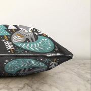 Renkli Zeminde Onedraw Çizimli Yılbaşı Temalı Dijital Baskılı Modern Raşel Kadife Yastık Kılıfı Bonvagon