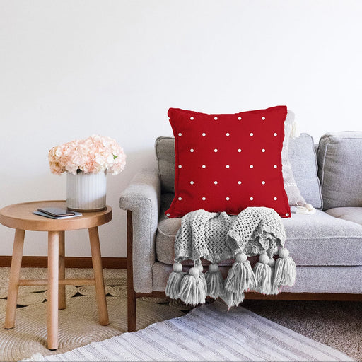 Renkli Zeminli Beyaz Puantiyeli Dijital Baskılı Modern Raşel Kadife Yastık Kırlent Kılıfı Bonvagon