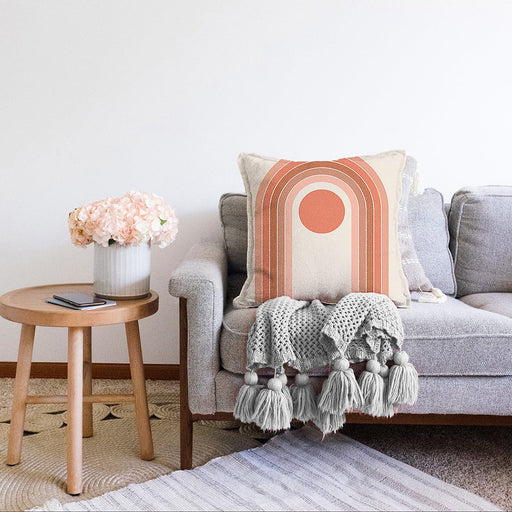 Renkli Zeminli Geometrik Desenli Dijital Baskılı Modern Raşel Kadife Yastık Kırlent Kılıfı Bonvagon