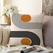 Renkli Zeminli Geometrik Desenli Dijital Baskılı Modern Raşel Kadife Yastık Kırlent Kılıfı Bonvagon