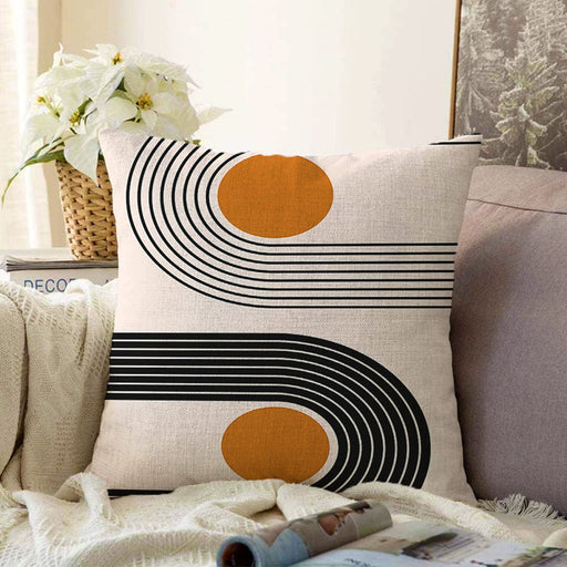 Renkli Zeminli Geometrik Desenli Dijital Baskılı Modern Raşel Kadife Yastık Kırlent Kılıfı Bonvagon