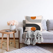 Renkli Zeminli Geometrik Desenli Dijital Baskılı Modern Raşel Kadife Yastık Kırlent Kılıfı Bonvagon