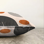 Renkli Zeminli Geometrik Desenli Dijital Baskılı Modern Raşel Kadife Yastık Kırlent Kılıfı Bonvagon