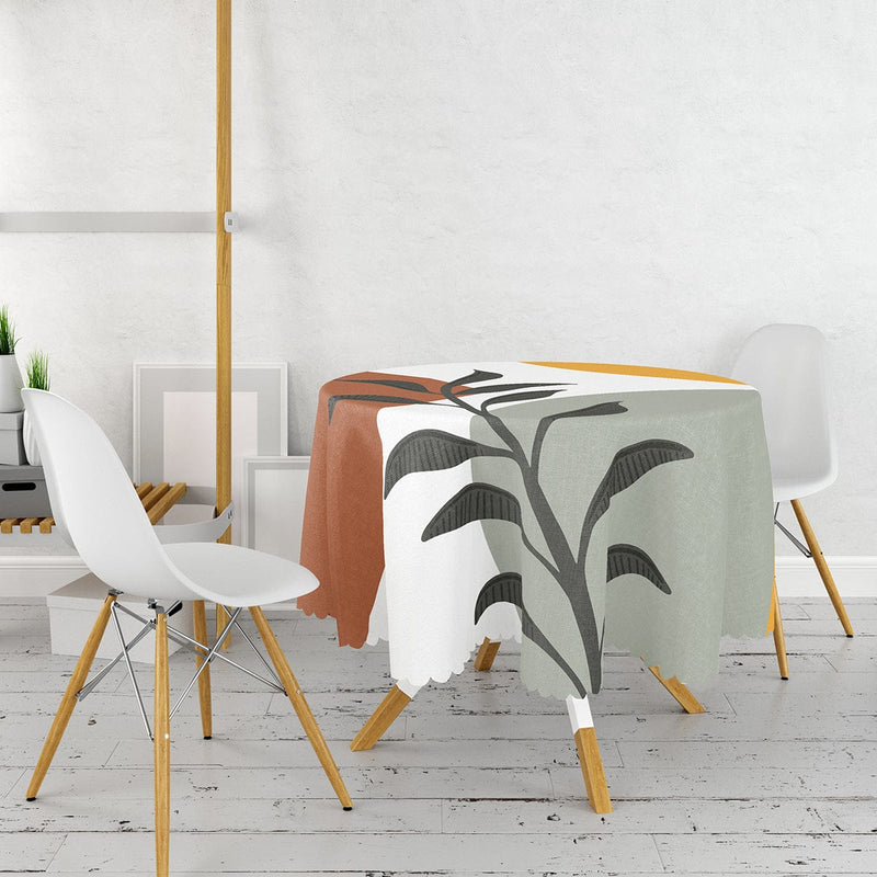 Renkli Zeminli Onedraw Dijital Baskılı Yuvarlak Masa Örtüsü Bonvagon