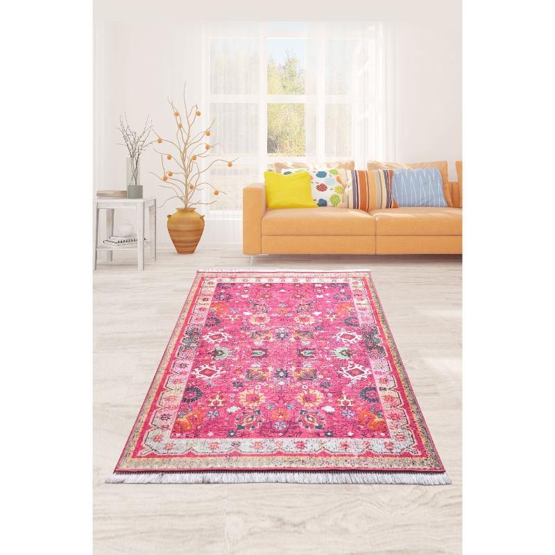 Retro Dijital Baskılı Halı, Kaymaz Taban, Yıkanabilir Bonvagon