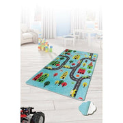 Road Yıkanabilir Antibakteriyel Çocuk Halısı, Kaymaz Taban, Yıkanabilir Bonvagon