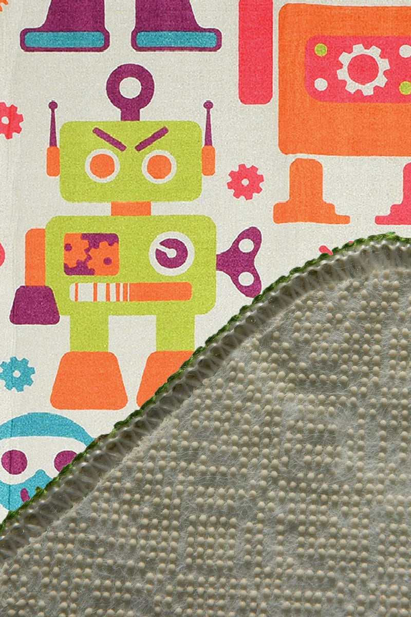 Robot Yıkanabilir Antibakteriyel Çocuk Halısı Renkli, Kaymaz Taban, Yıkanabilir Bonvagon