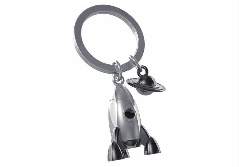 Roket ve Saturn Anahtarlık Seti Çelik Halkalı  Bonvagon Metalmorphose