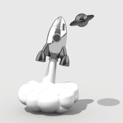 Roket ve Saturn Anahtarlık Seti Çelik Halkalı  Bonvagon Metalmorphose