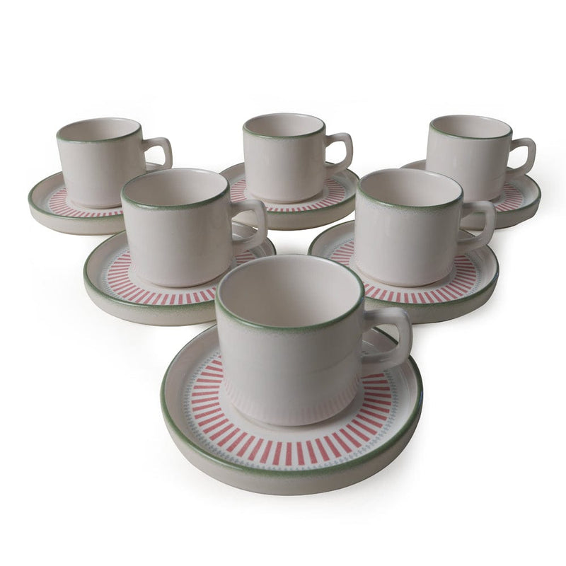 Rose Line Stackable Çay Takımı 12 Parça 6 Kişilik