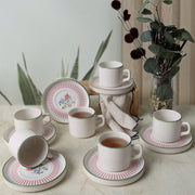 Rose Line Stackable Çay Takımı 12 Parça 6 Kişilik