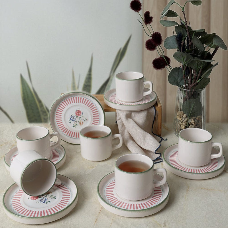 Rose Line Stackable Çay Takımı 12 Parça 6 Kişilik