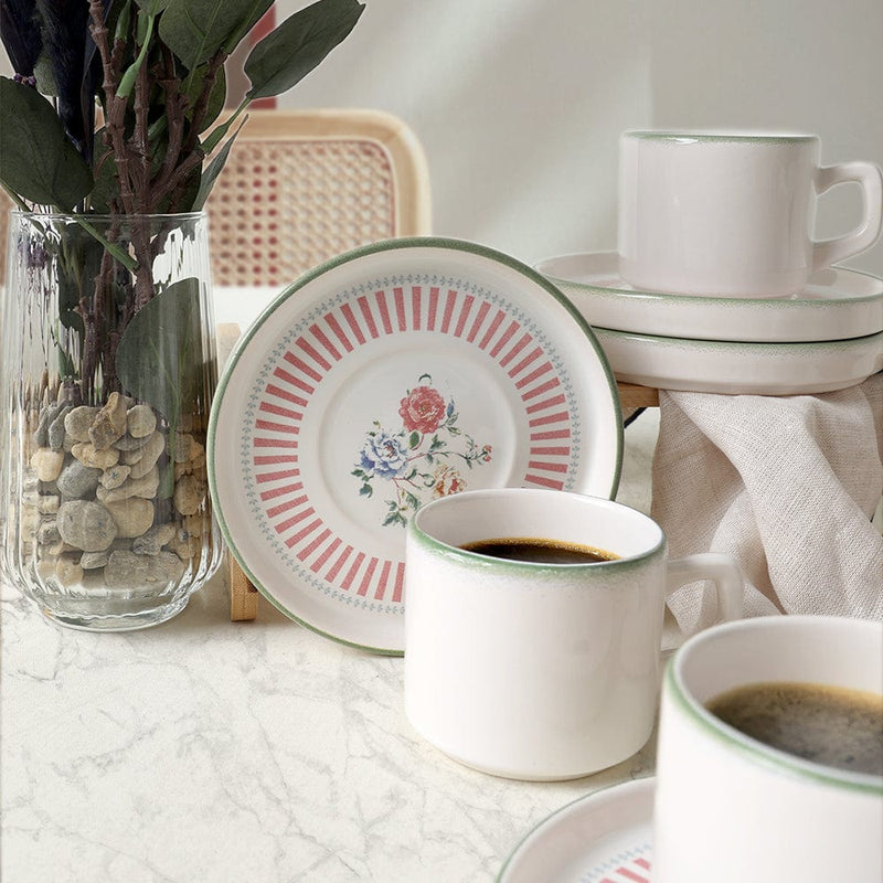 Rose Line Stackable Çay Takımı 12 Parça 6 Kişilik