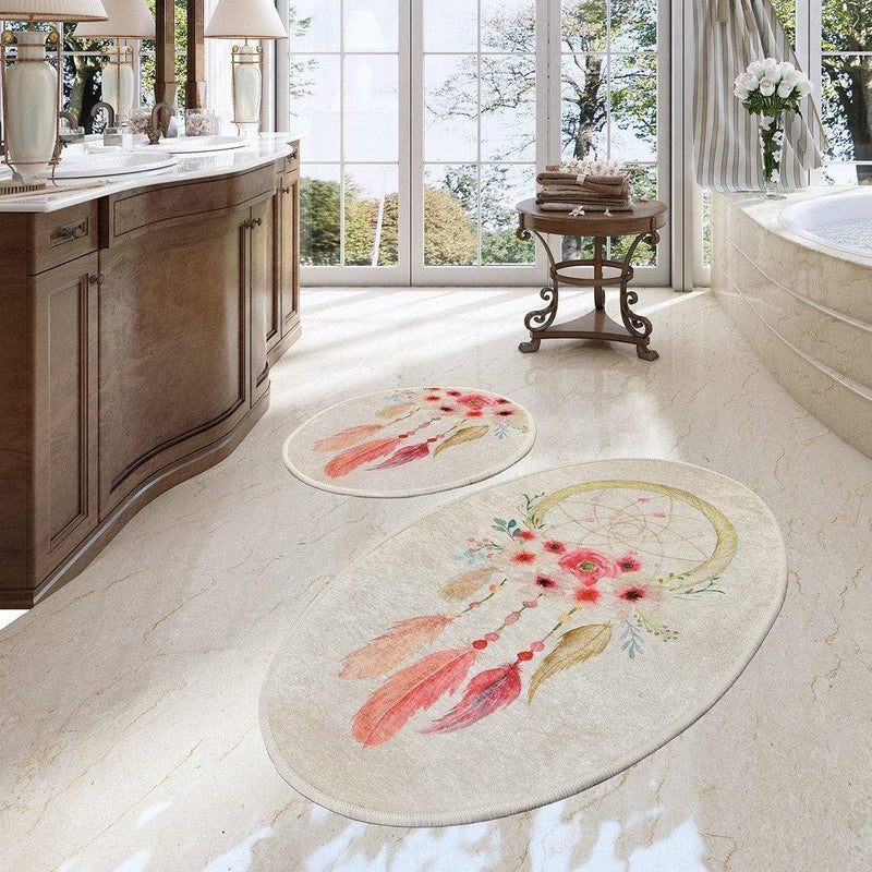 Rüya 2li Set Dijital Baskılı Banyo Halısı, Kaymaz Taban, Yıkanabilir Bonvagon