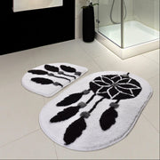 Rüya Siyah 2li Set Akrilik Banyo Paspas Halısı, Kaymaz Taban, Yıkanabilir Bonvagon