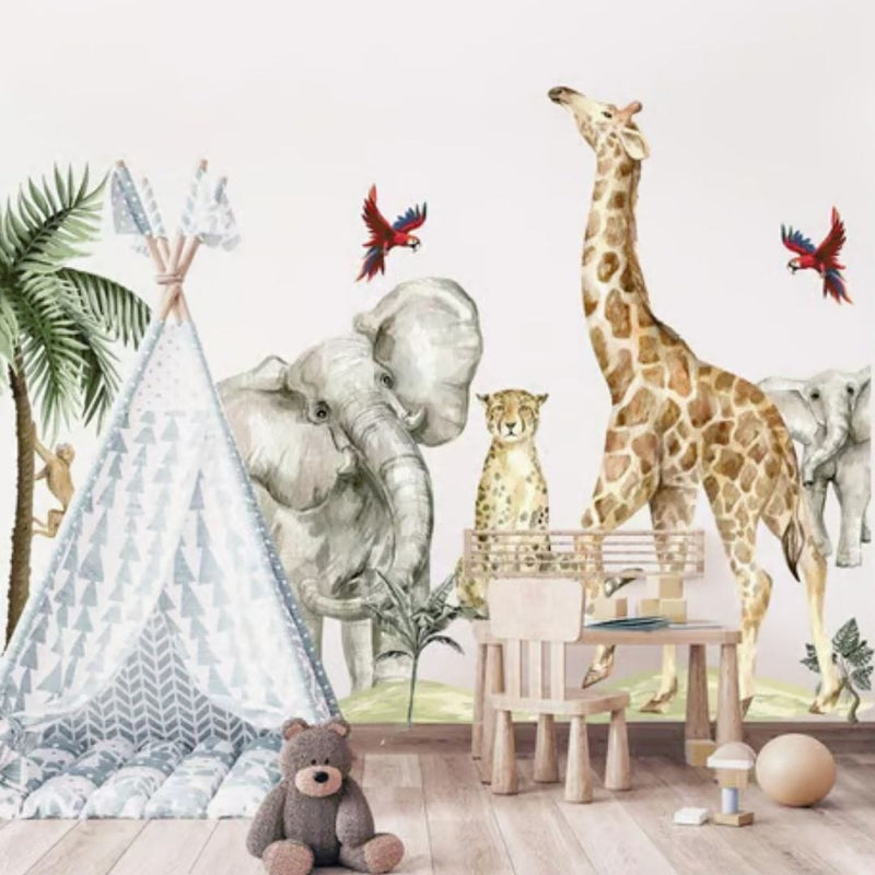 Safari Hayvanları Büyük Boy Çocuk Odası Sticker Seti Bonvagon