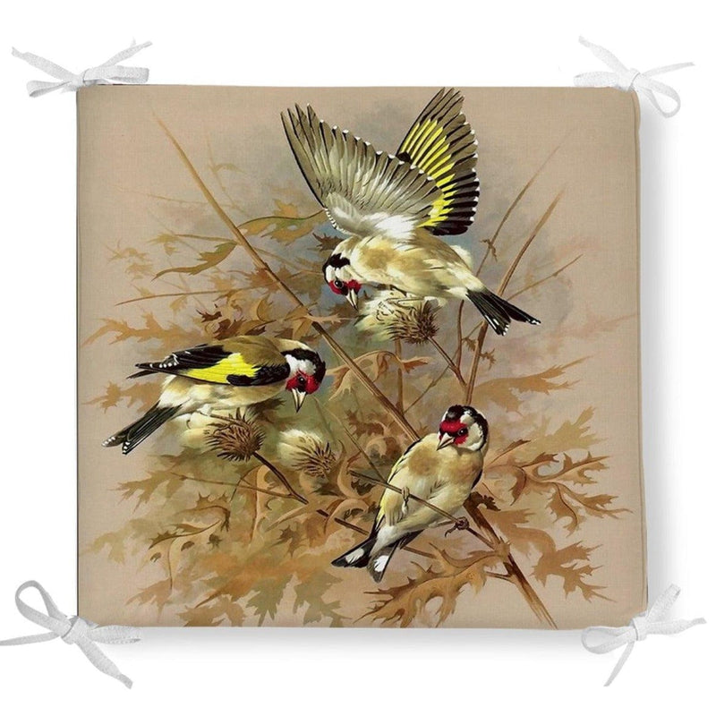 Saka Kuş Dekoratif Kare Sandalye Minderi 40x40cm Fermuarlı Bonvagon