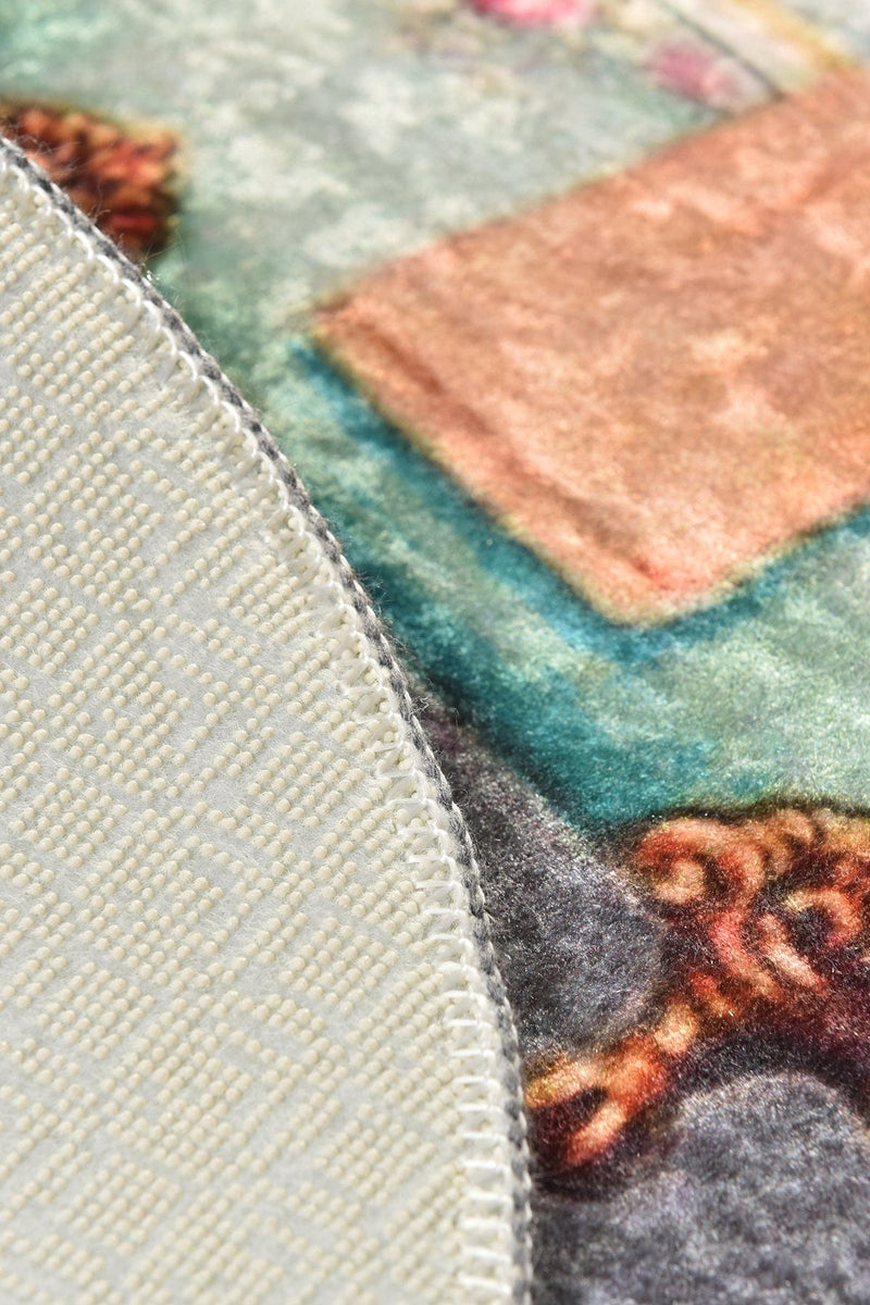 Salle de Bain Dijital Baskılı 2li Set Banyo Halısı, Kaymaz Taban, Yıkanabilir Bonvagon