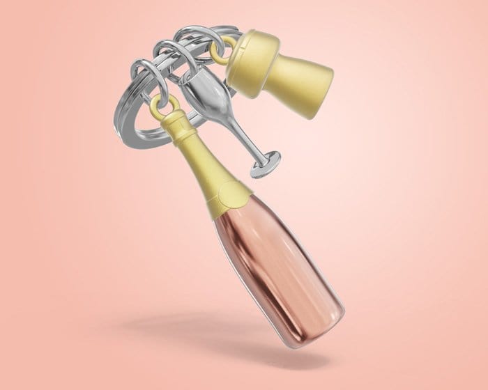 Şampanya Kadeh Anahtarlık Rose Bonvagon