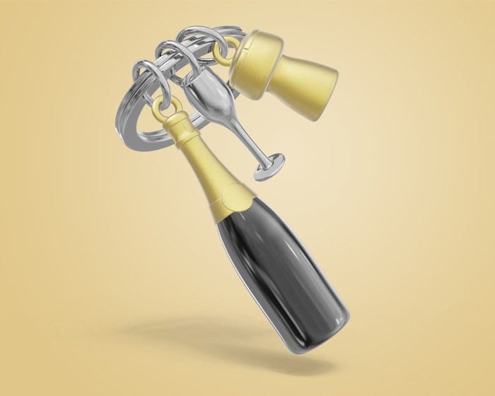 Şampanya Kadeh Anahtarlık Siyah Bonvagon