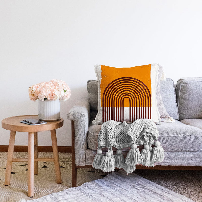 Sanatsal Boho Çizimli Dijital Baskılı Dekoratif Raşel Kadife Yastık Kırlent Kılıfı Bonvagon