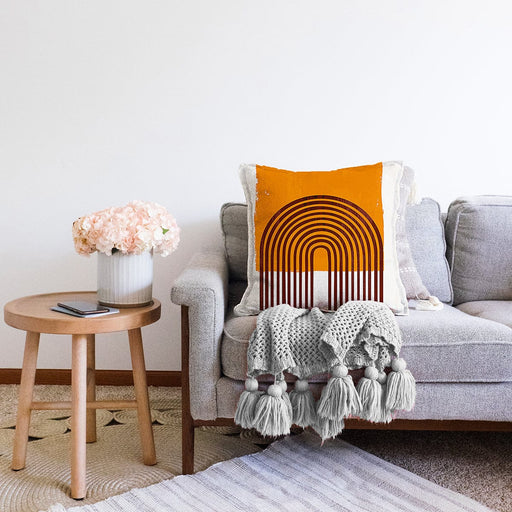 Sanatsal Boho Çizimli Dijital Baskılı Dekoratif Raşel Kadife Yastık Kırlent Kılıfı Bonvagon