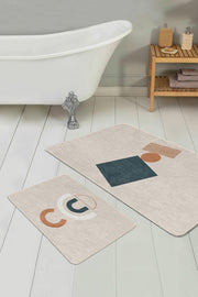 Sanatsal Motifli Dijital Baskılı 2li Banyo Halısı Takımı Kaymaz Taban Yıkanabilir Bonvagon