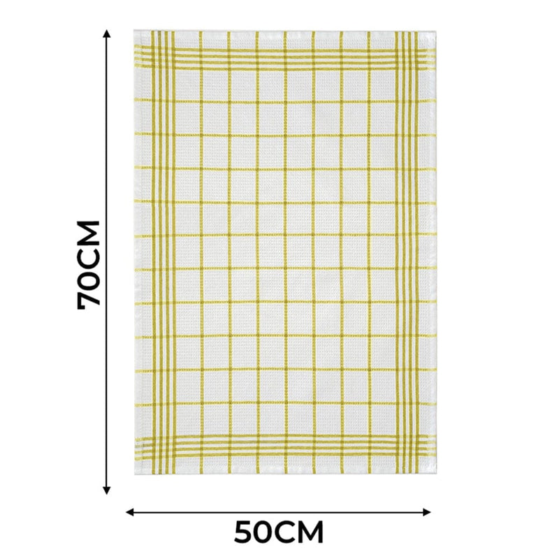 Sarı 3lü Kareli Set Kurulama Bezi Pamuklu Mutfak Havlusu Çok Amaçlı Örtü 50x70cm Bonvagon