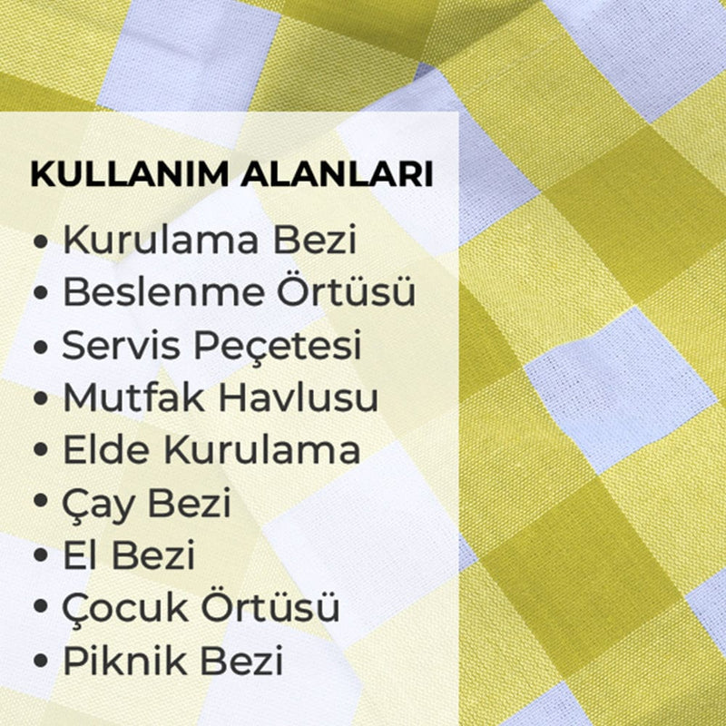 Sarı 4lü Kareli Set Kurulama Bezi Pamuklu Mutfak Havlusu Çok Amaçlı Örtü 45x70cm Bonvagon