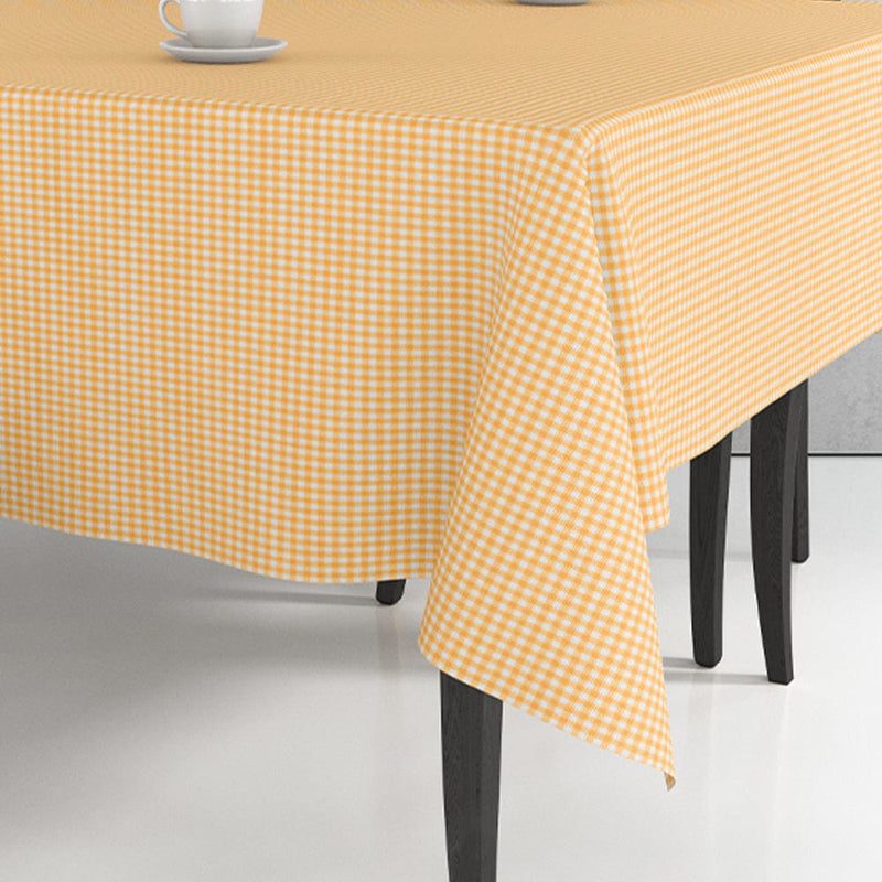 Sarı Beyaz Pöti Kareli Masa Örtüsü %100 Pamuk 170x170cm Bonvagon
