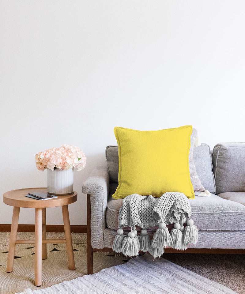 Sarı Renkli Dijital Baskılı Raşel Kadife Yastık Kırlent Kılıfı Bonvagon