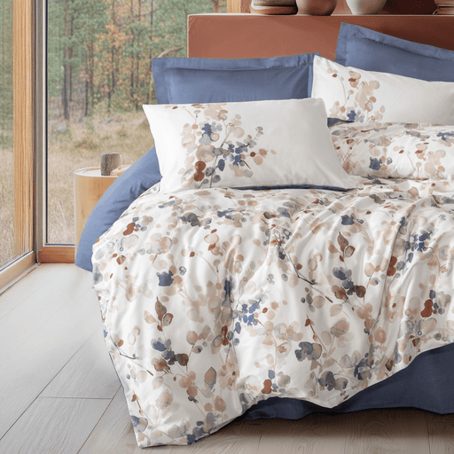 Saten Çift Kişilik Nevresim Takımı Nebulae İndigo 83 Tel 4 Adet Yastık Kılıfı Bonvagon