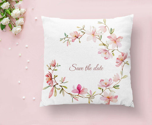 Save The Date Çiçek Desenli Dijital Baskılı Yastık Kılıfı 43x43cm Bonvagon