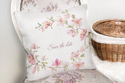 Save The Date Çiçek Desenli Dijital Baskılı Yastık Kılıfı 43x43cm Bonvagon