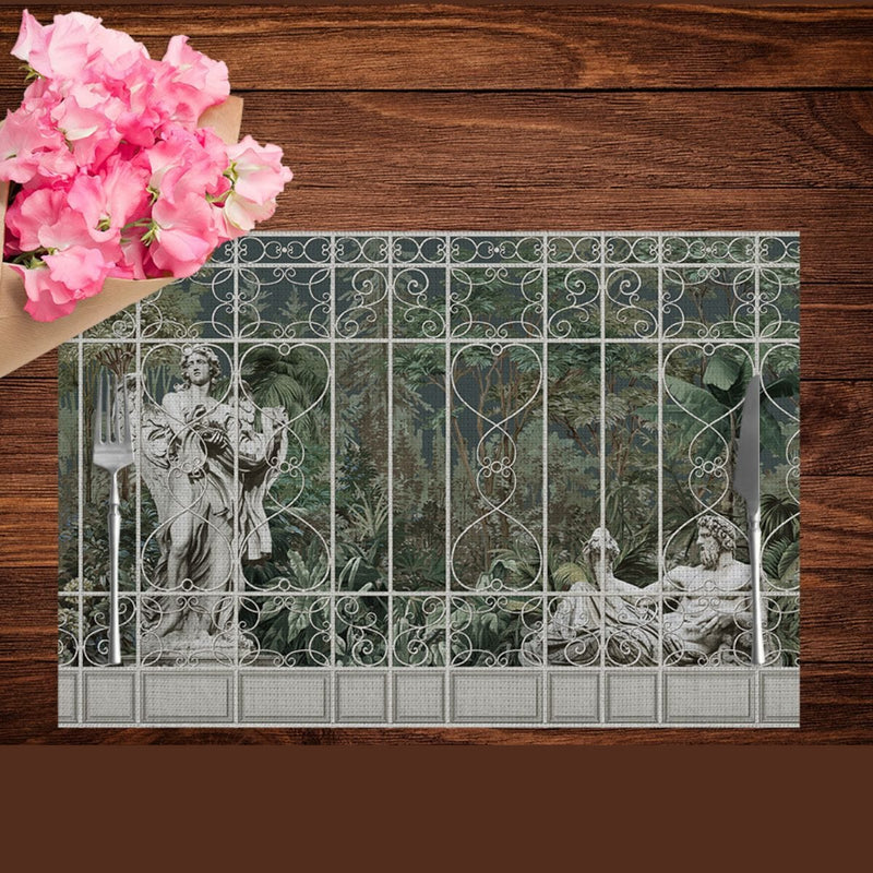 Sculptures Heykeller 4'lü İnce Keten Kumaş Amerikan Servisi 50x35cm Bonvagon